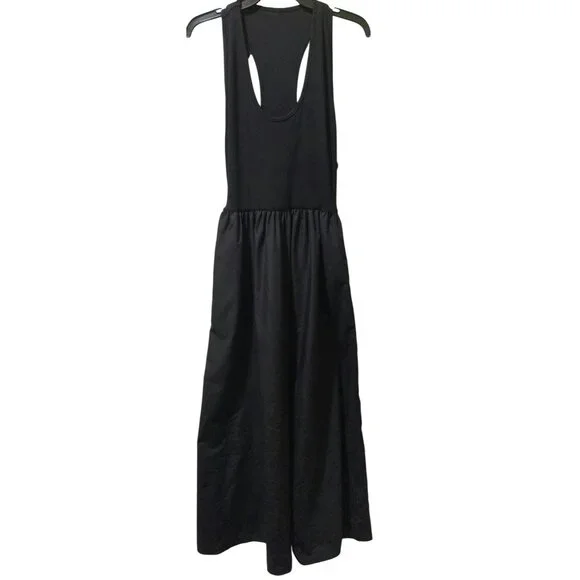 NWT Commense Black Ribbed Racerback Tank Maxi Dress W/Pockets Size Large - Picture 1 of 8